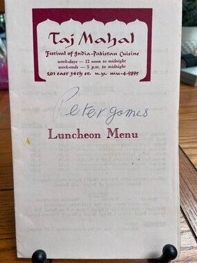 Taj Mahal Vintage Luncheon & Dinner Menu Festival Of India-Pakistan Cuisine 201